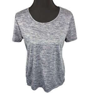 Vogo Athletica Womens Blue Space Dye Cutout Back Short Sleeve Active Tee Size M